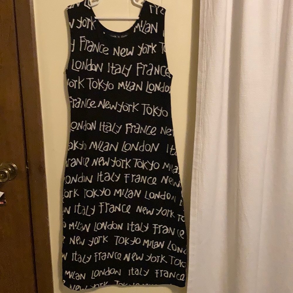 black and white city dress